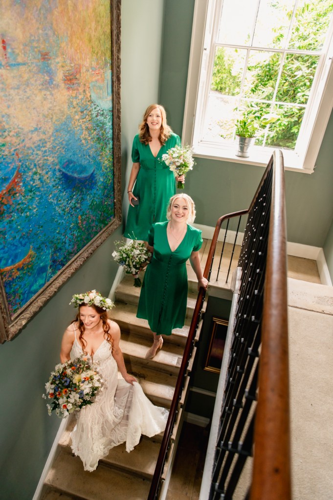 kingscote house matara bride walking down stairs