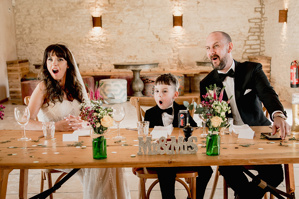 shocked bride and groom wedding