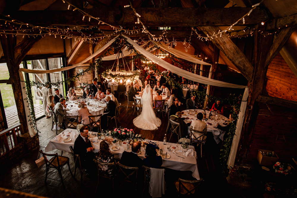 wedding barn table set up