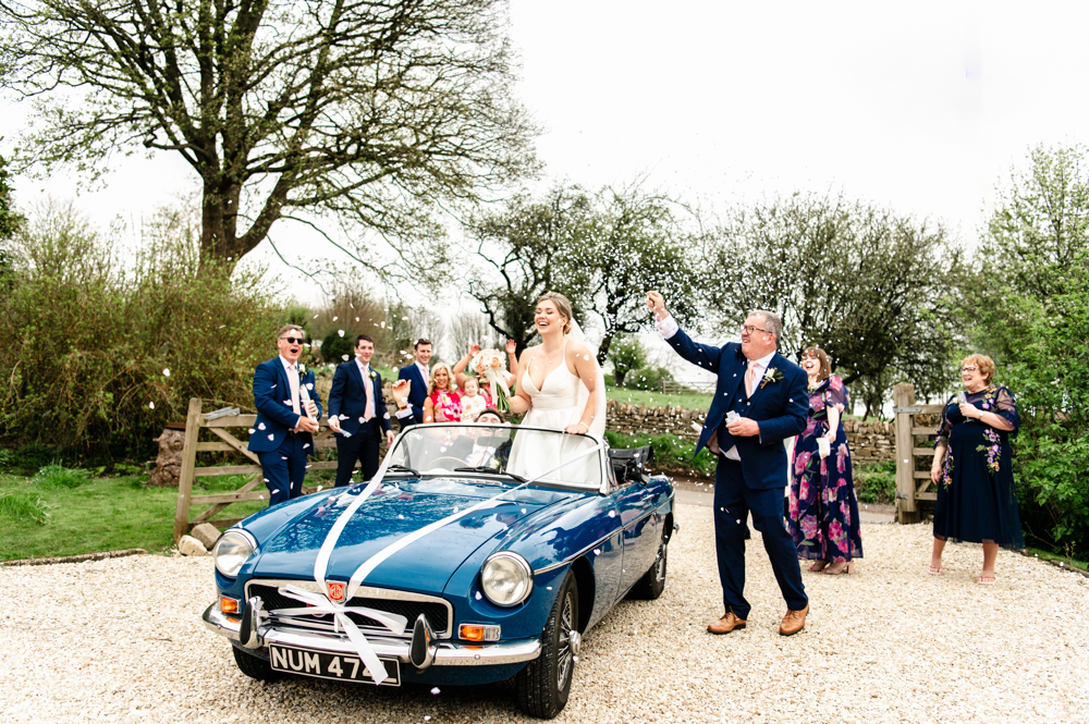 confetti wedding car