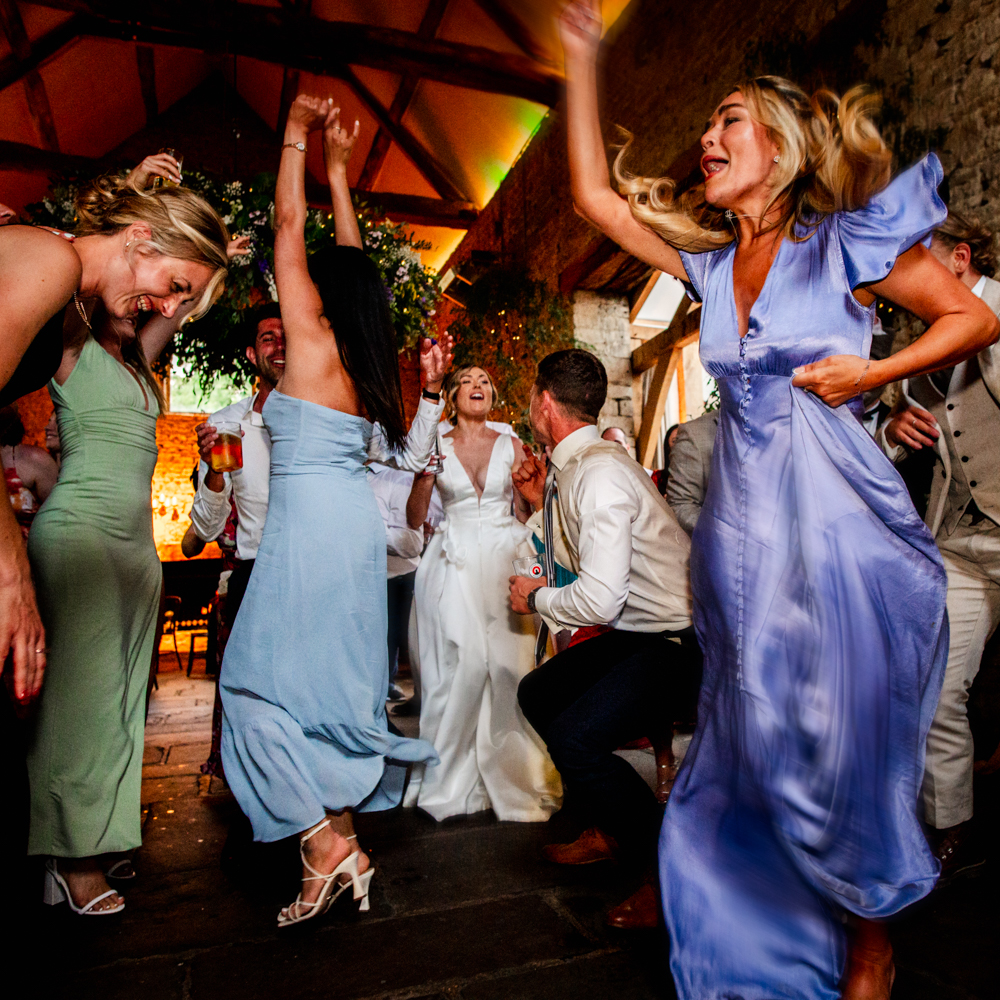 bride jumping