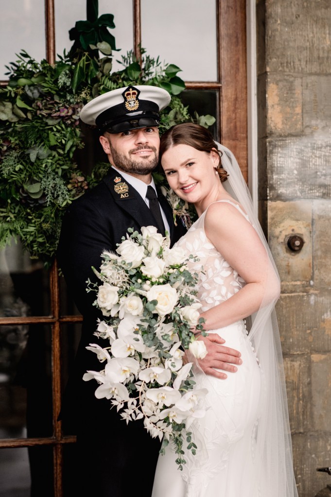 bride and groom military uniform wedding