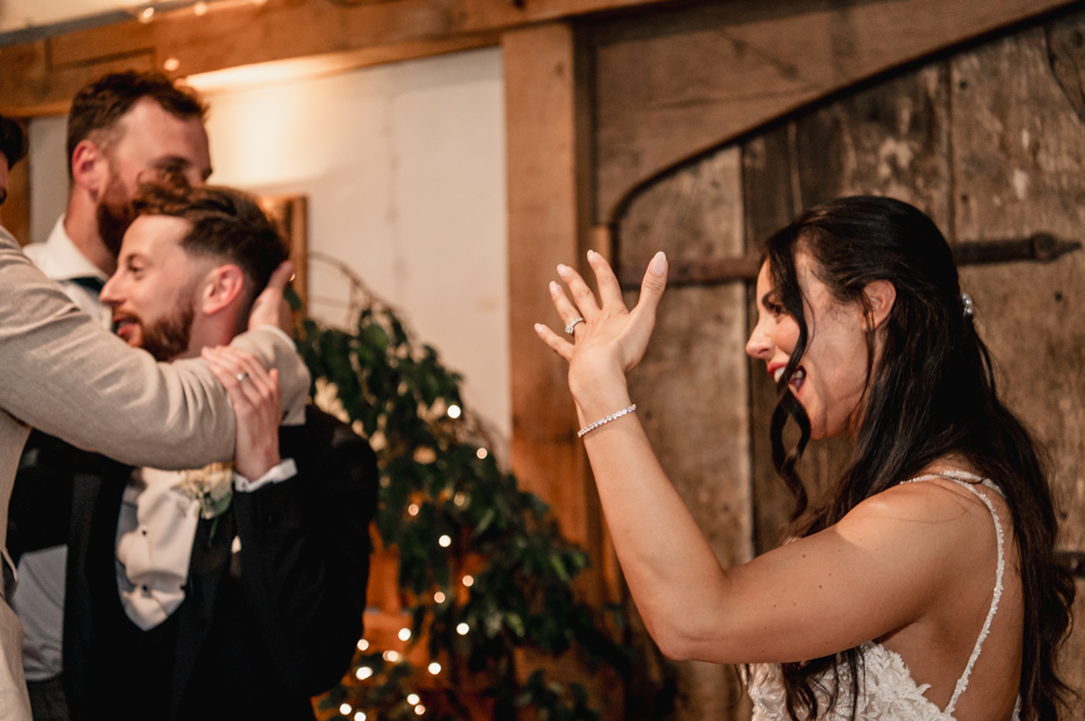 bride showing off ring