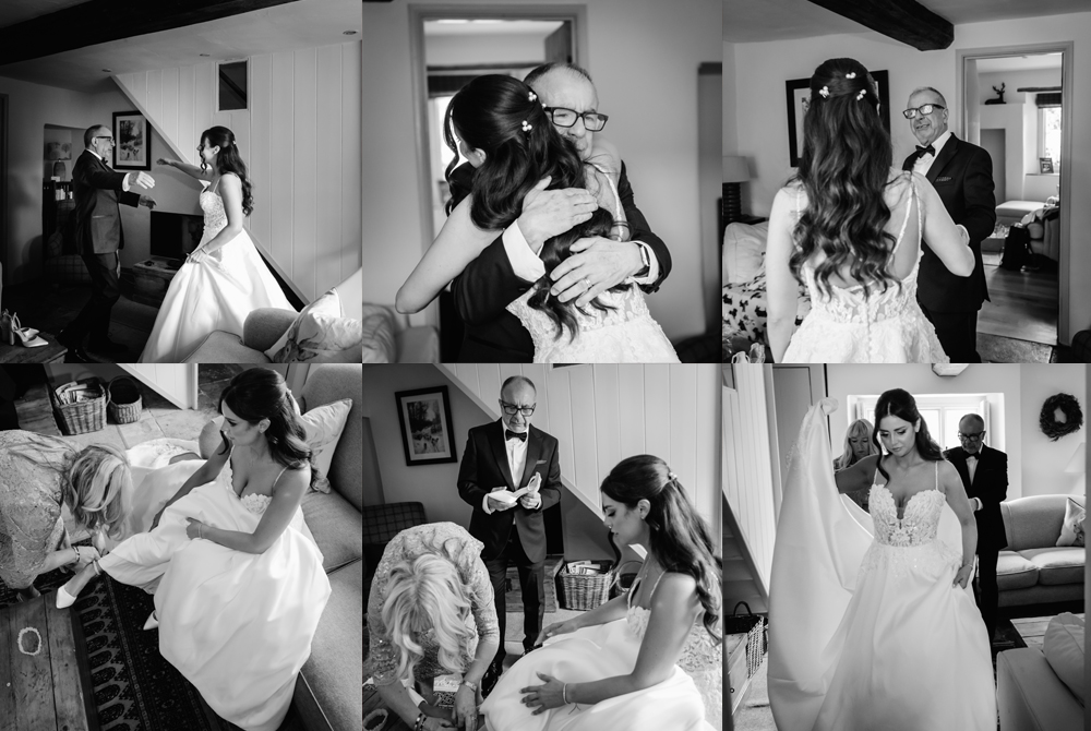 gather of the bride first look