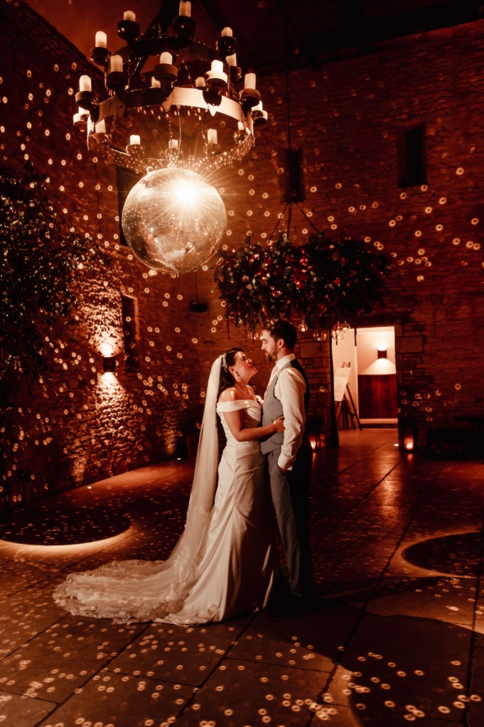 disco ball wedding bride and groom