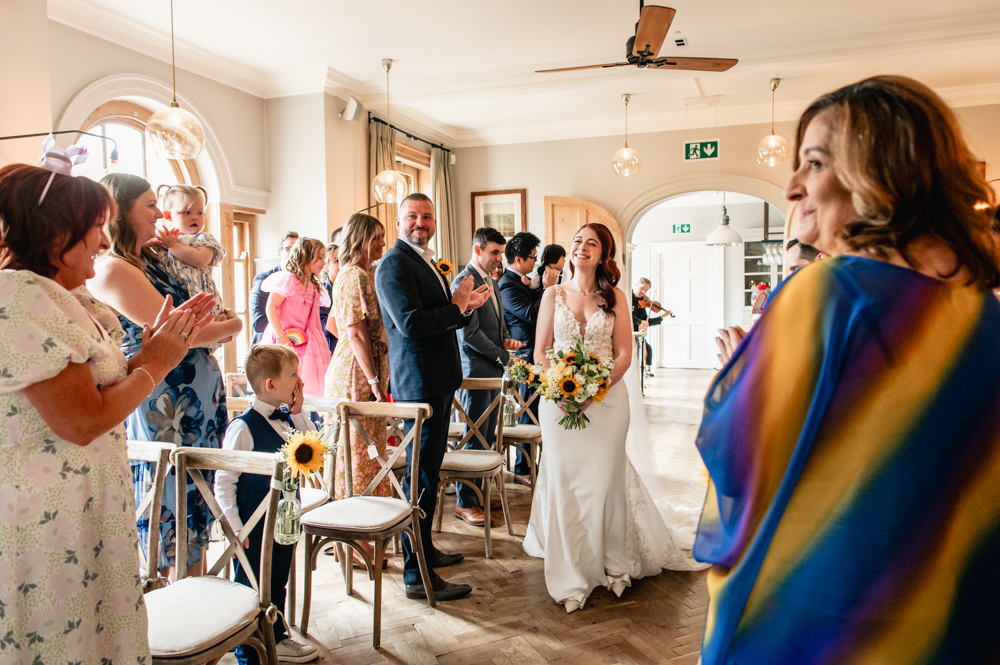 bride walking down the aisle Painswick hotel