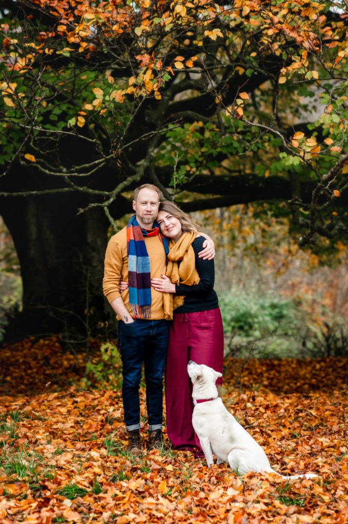 couple and dog autumn cheltenham