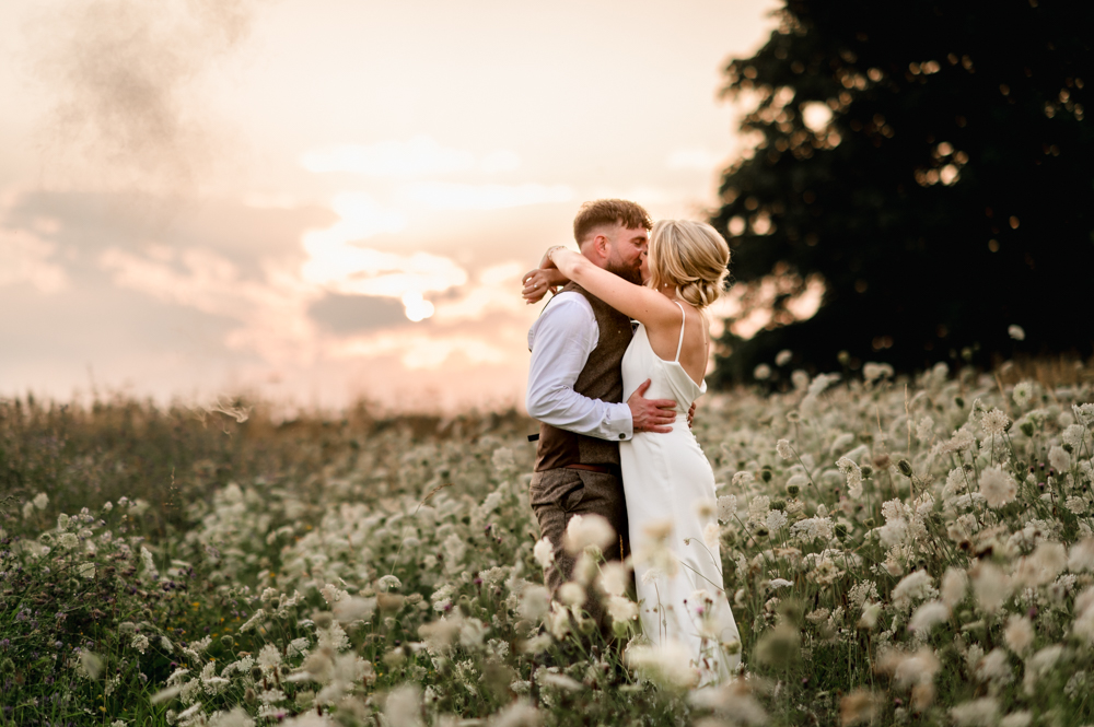 white flower meadow wedding