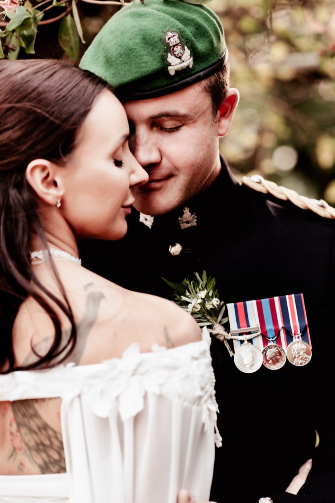 dreamy wedding portrait bride and groom
