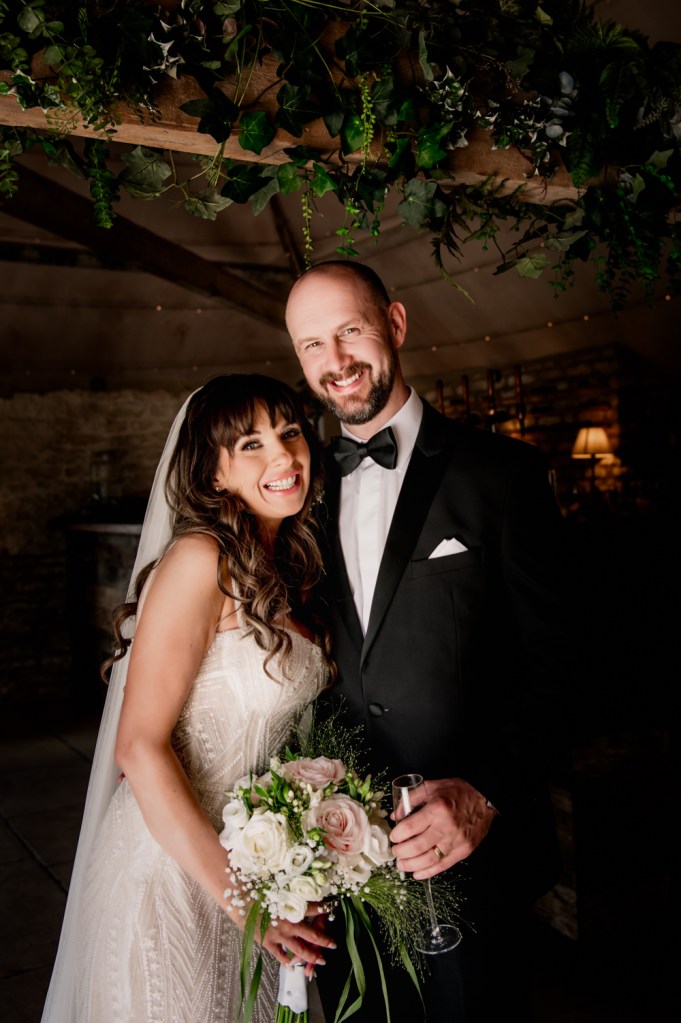 bride and groom portrait old gore barn