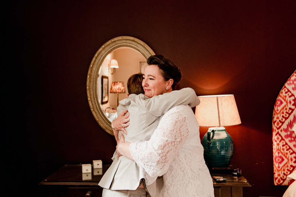 bride hugging wedding