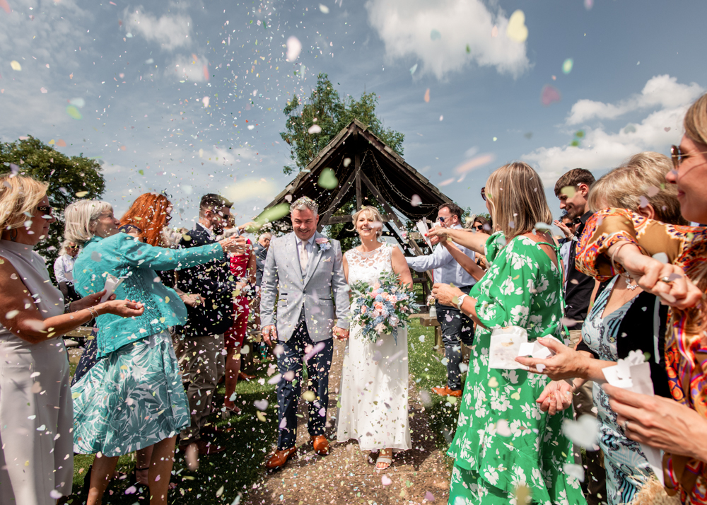 confetti colourful wedding