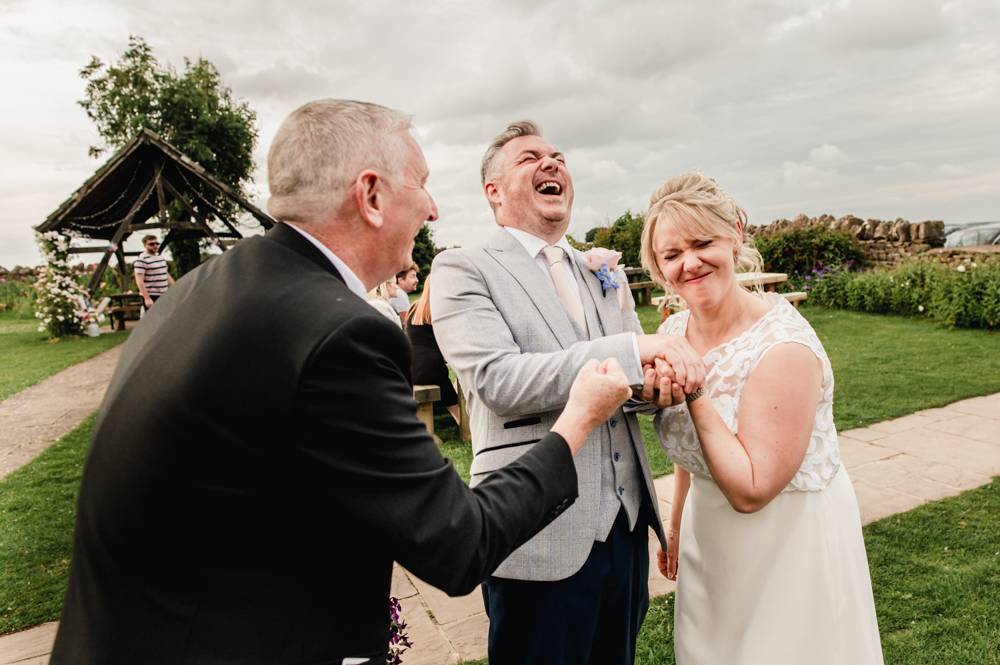 fun relaxed wedding bride and groom