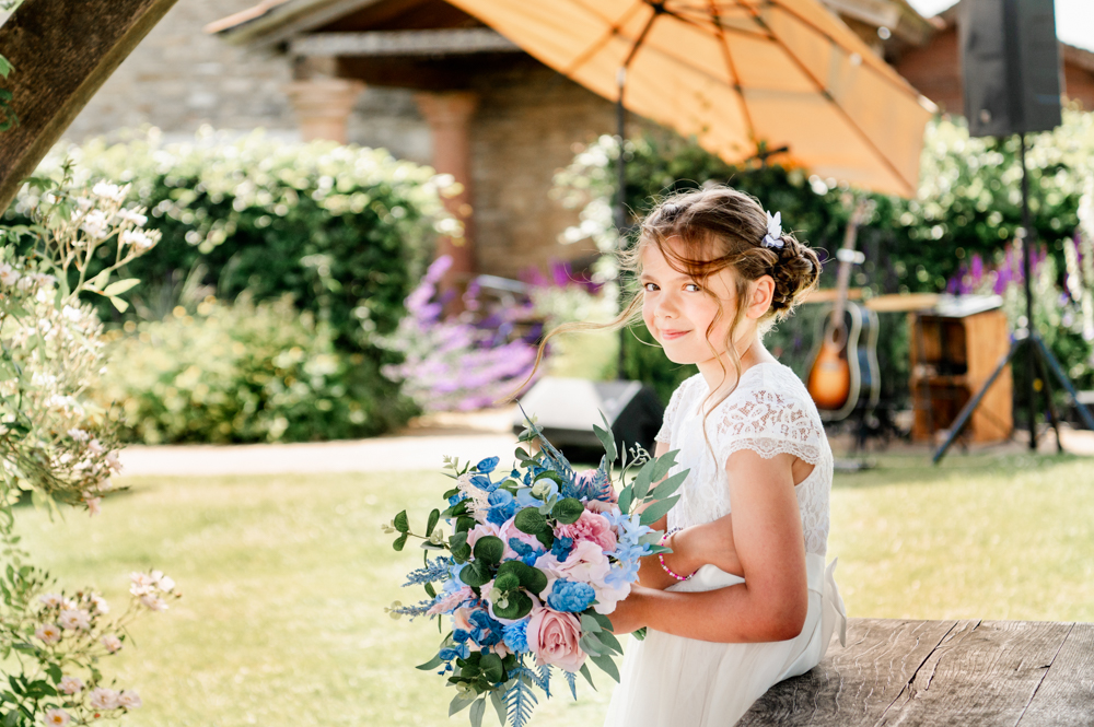 colourful wedding flower girl