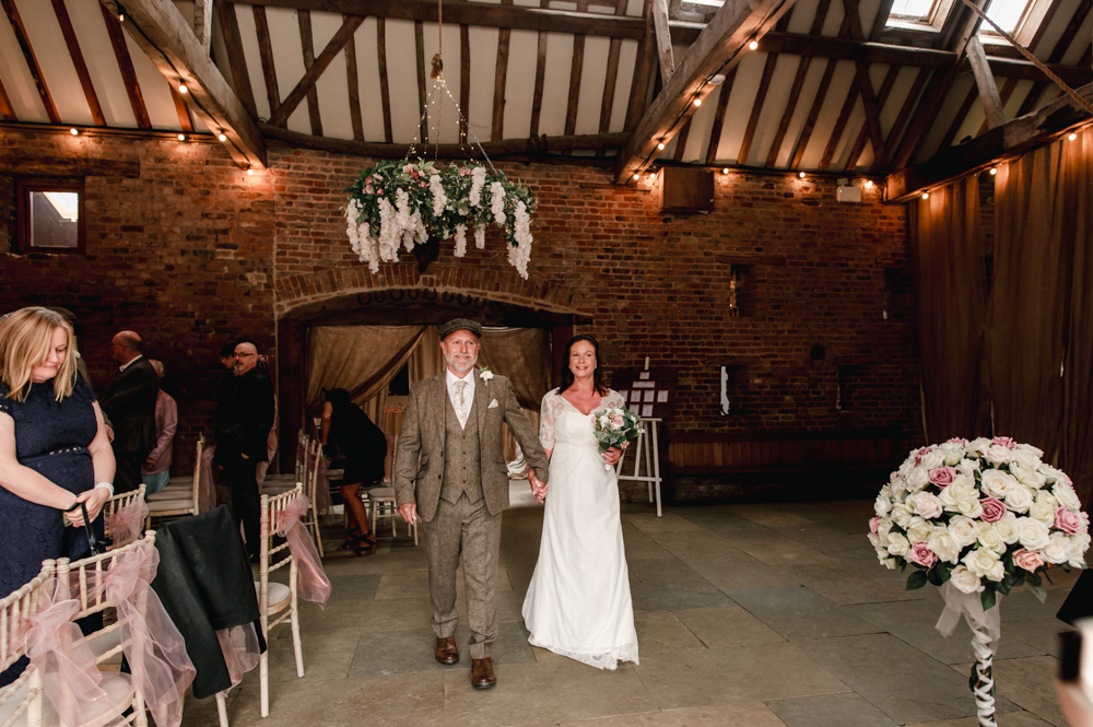 bride and groom milton end barn
