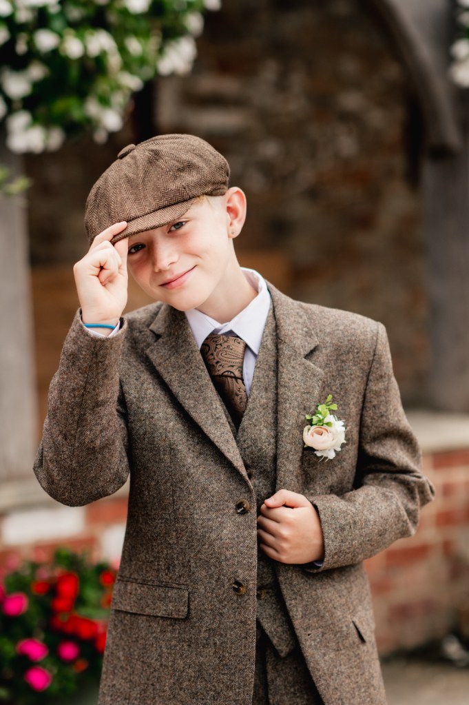 boy in cap Peaky Blinders theme wedding