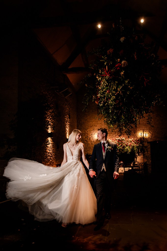 bride and groom stone barn wedding