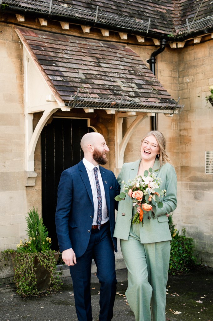 bride and groom sezane trouser suit
