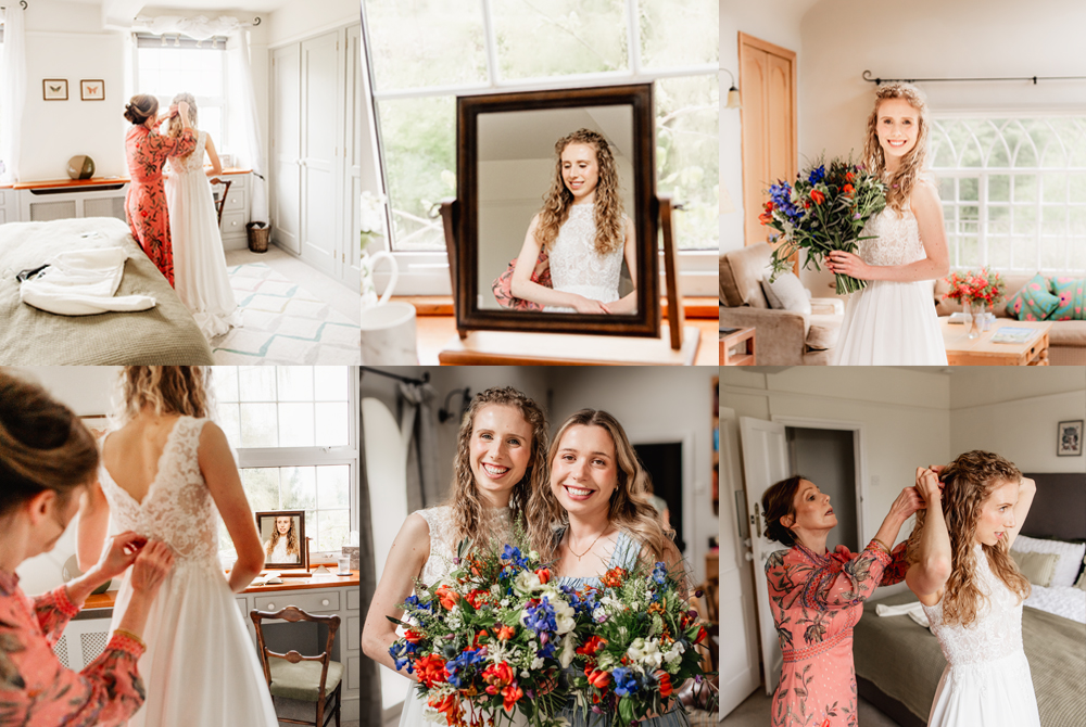 bridal prep collage of photos