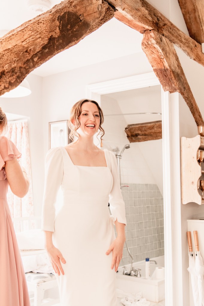 bride long sleeved dress