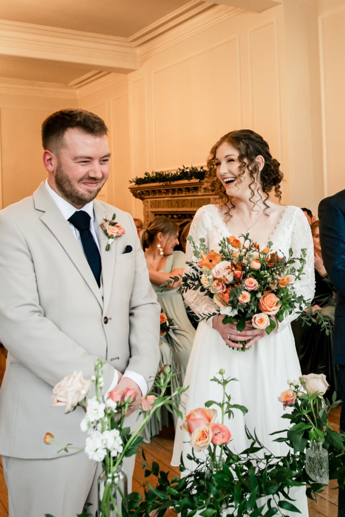 bride and groom ceremony warm wedding photography