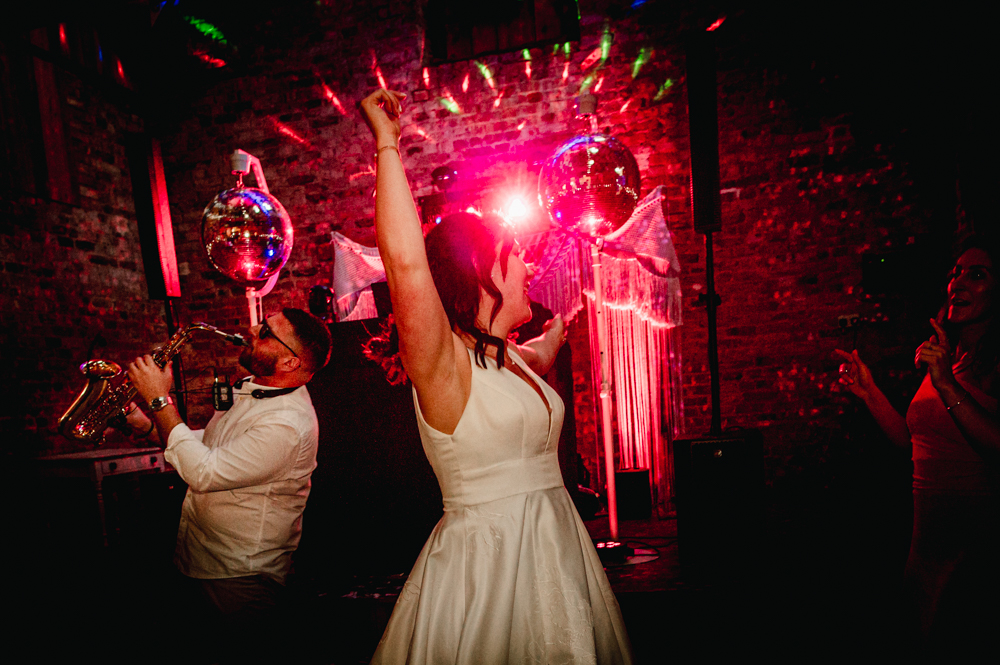 colourful dosco light bride dancing milton end barns