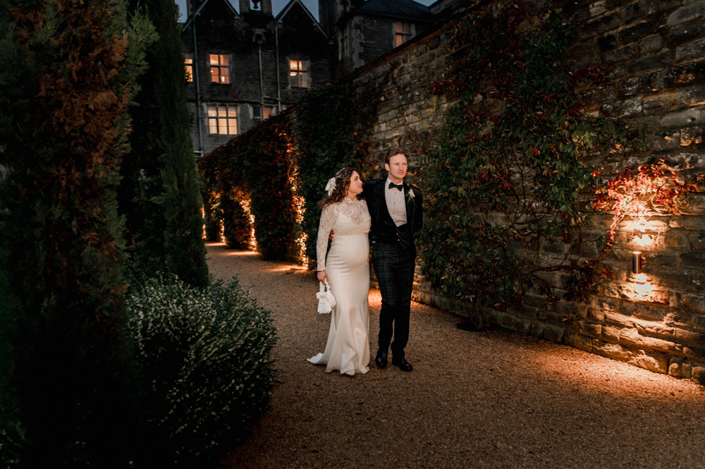 bride and groom dramatic sunset photos at elmore court