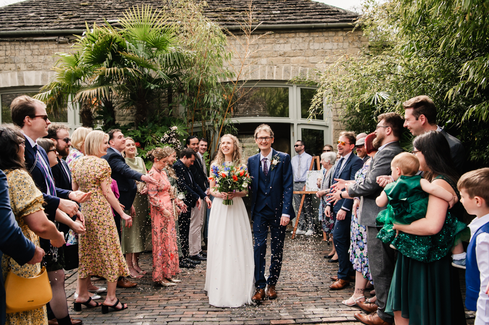 bride and groom in the courtyard wedding photography