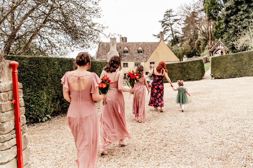 walking to church owlpen manor cotswolds