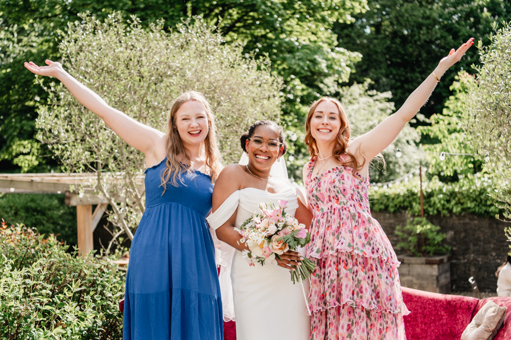 bride with friends