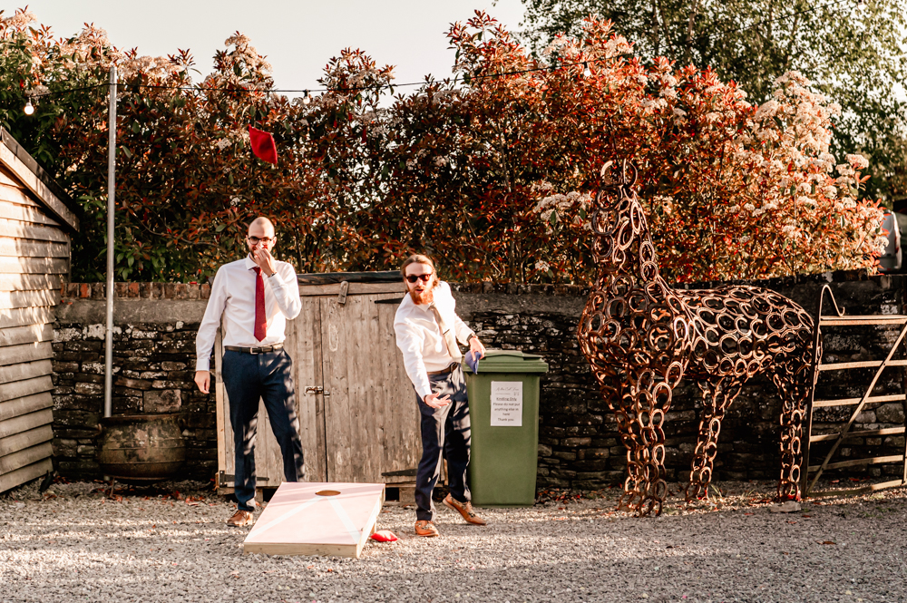 outdoor games at evening reception at milton end barns natural  wedding photography