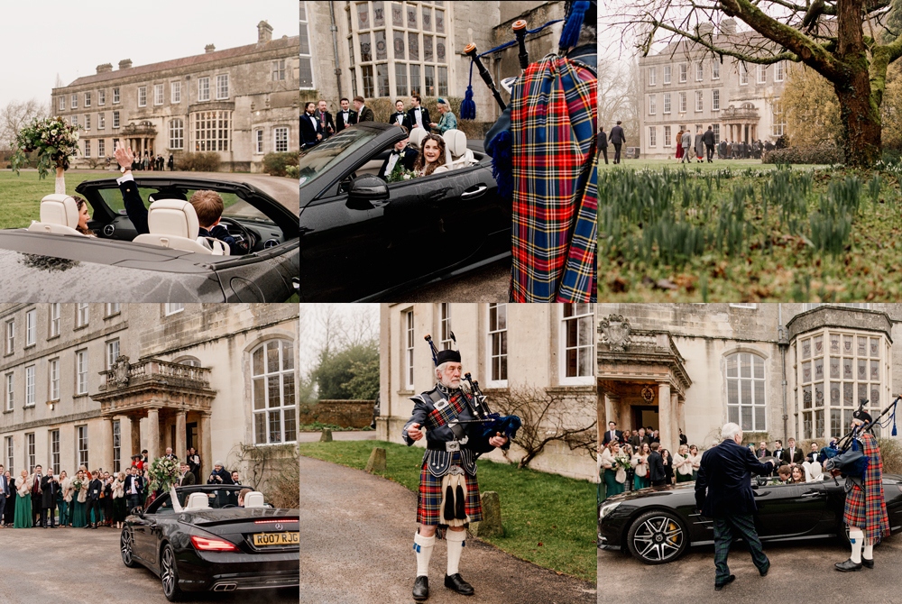 bagpipes scottish wedding elmore court 