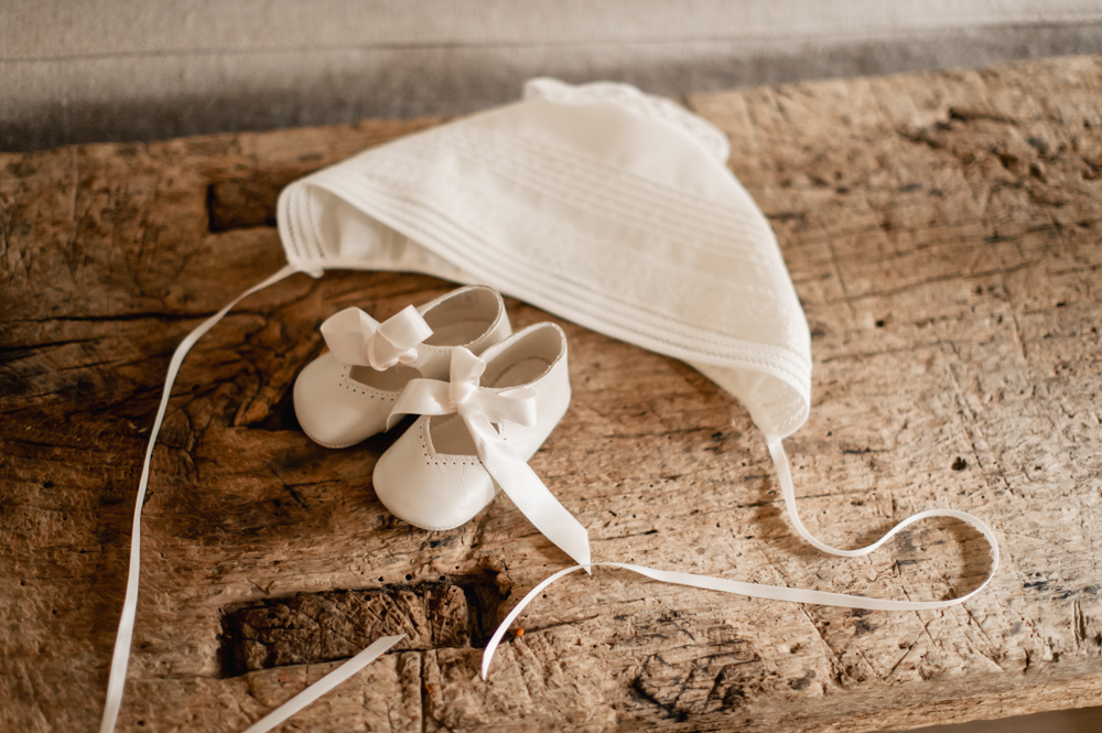 christening hat and booties