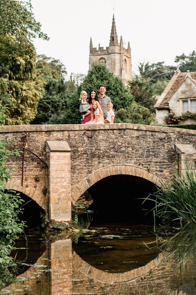 family in the cotswolds village