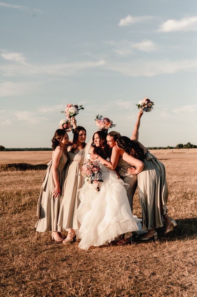 wedding bride and bridesmaids