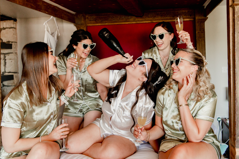 bride with bottle fun bridal prep