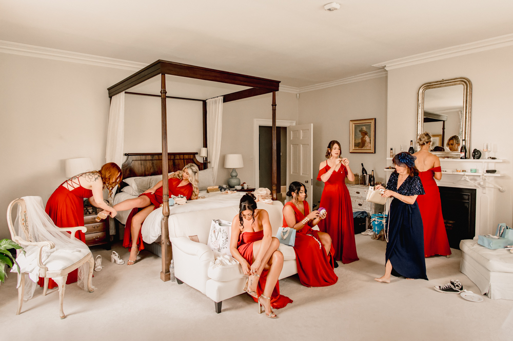 bridesmaids getting ready candid photo