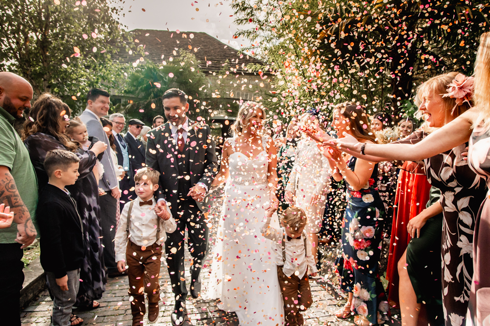 colourful confetti wedding