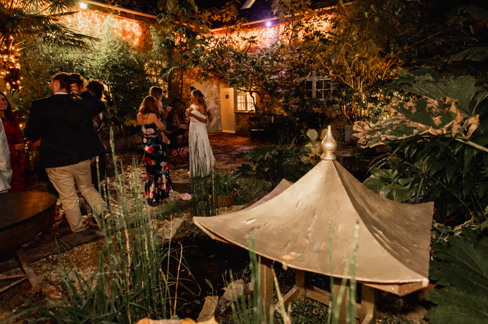 wedding fairy light reception