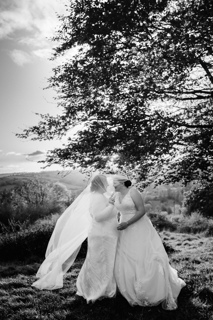 two brides under veil natural 