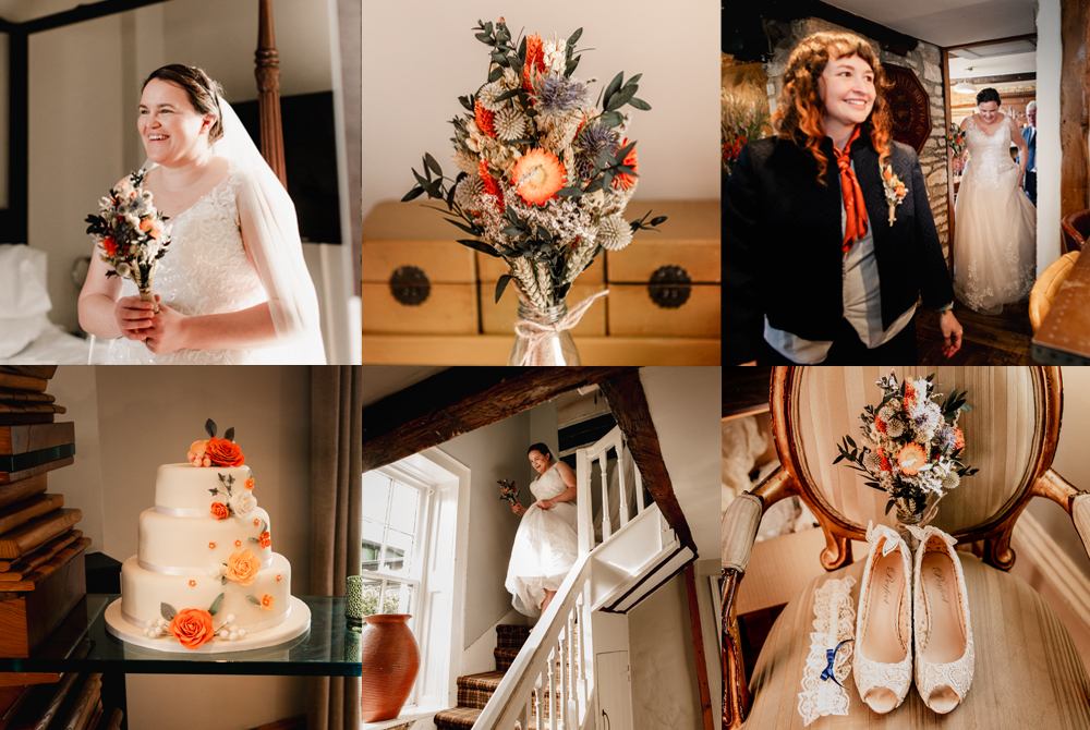 bride getting ready at old lodge hotel minchinhampton