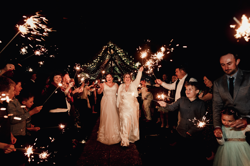 sparklers old lodge hotel same sex wedding 