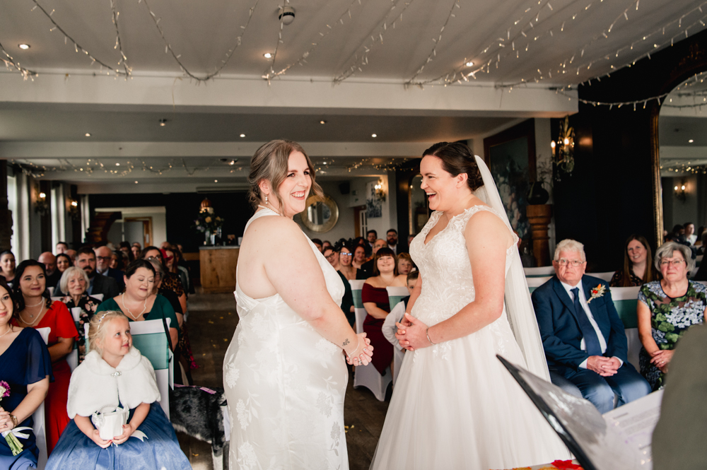two brides getting married at old lodge hotel wedding 