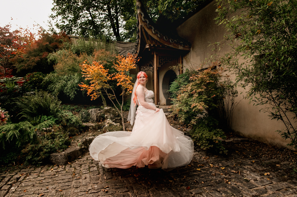 bride twirling stroud wedding cotswolds