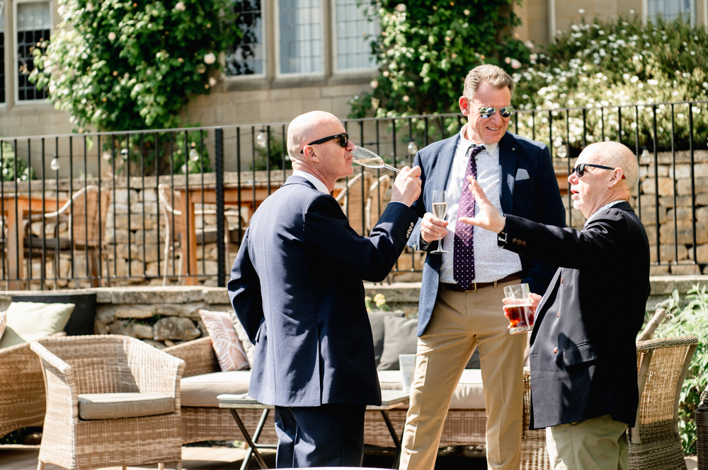 wedding guests drinking wine