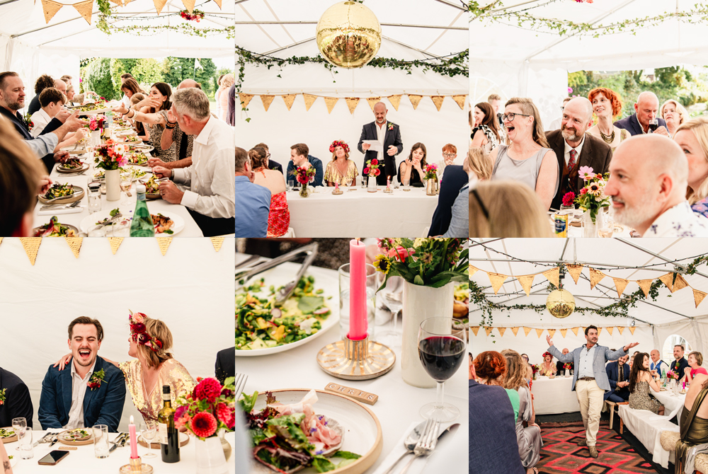 bright vibrant marquee diy wedding