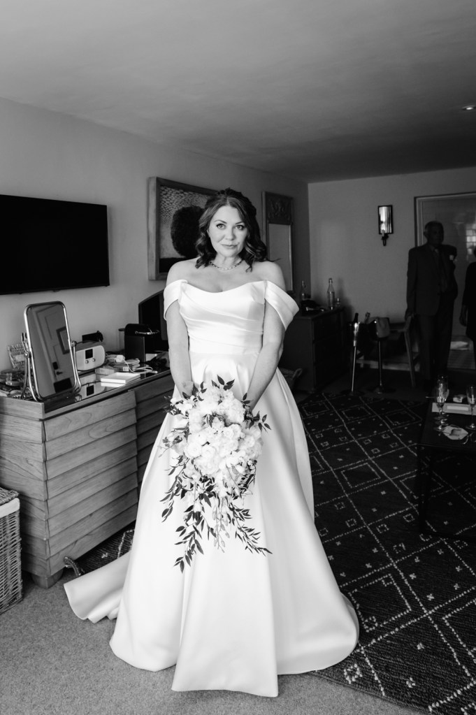 bride in a sleek classic wedding dress