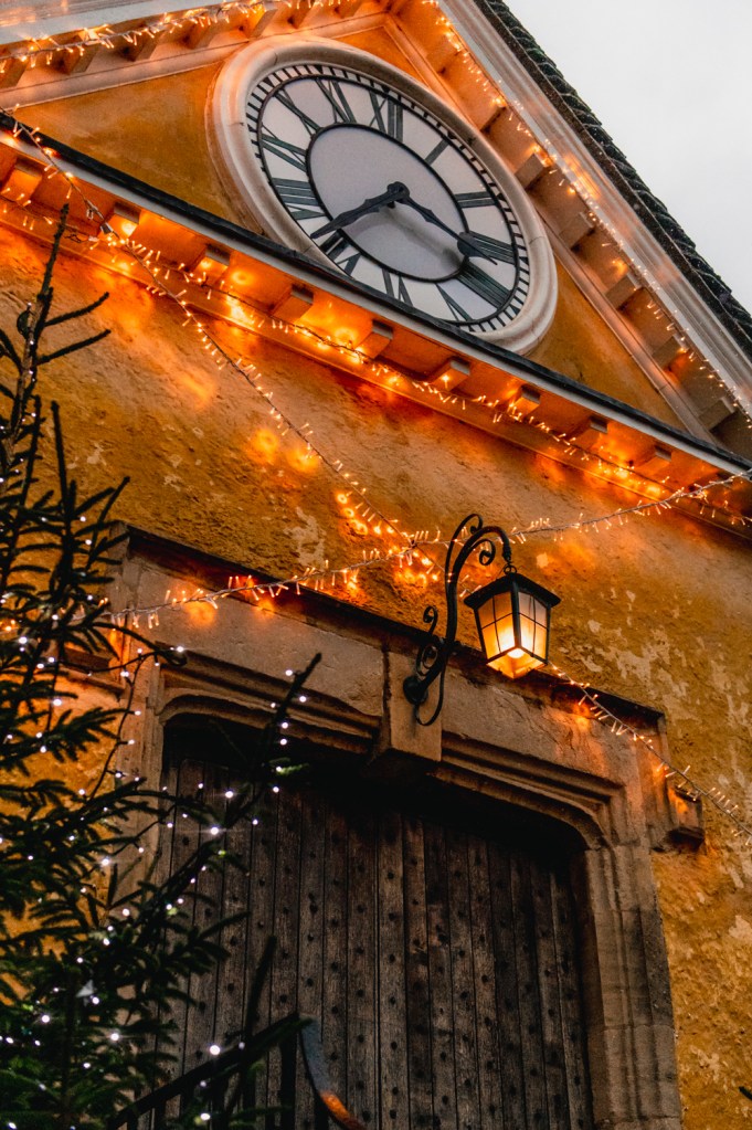 clock Christmas decorations in the Cotswolds