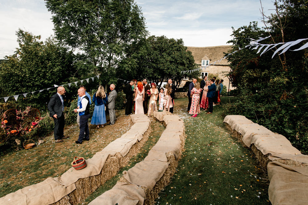 diy wedding haybale benches 