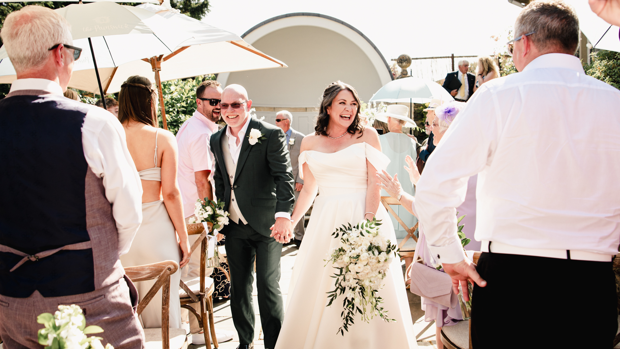 bride and groom wedding ceremony painswick cotswolds